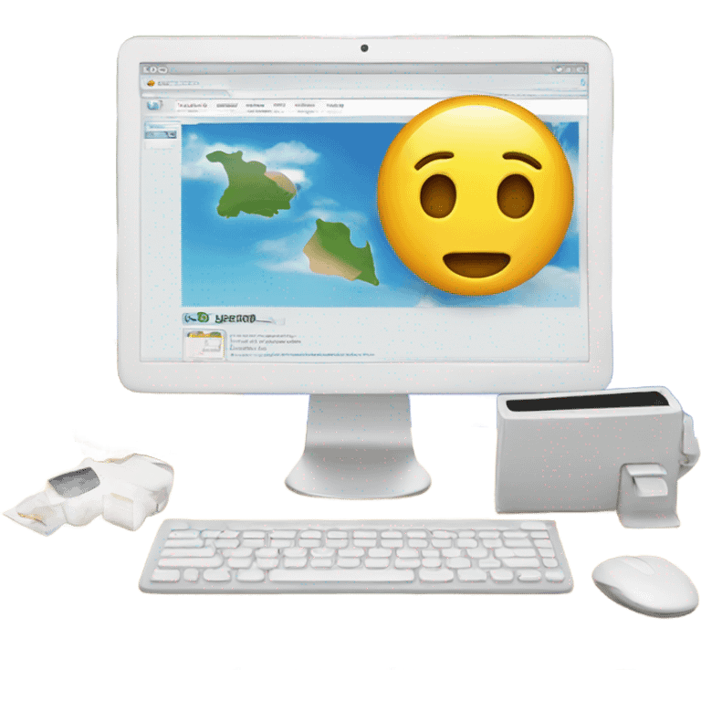 computer with a travel agency website in the screen emoji