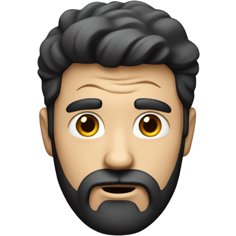 white man, dark hair, beard, confused emoji