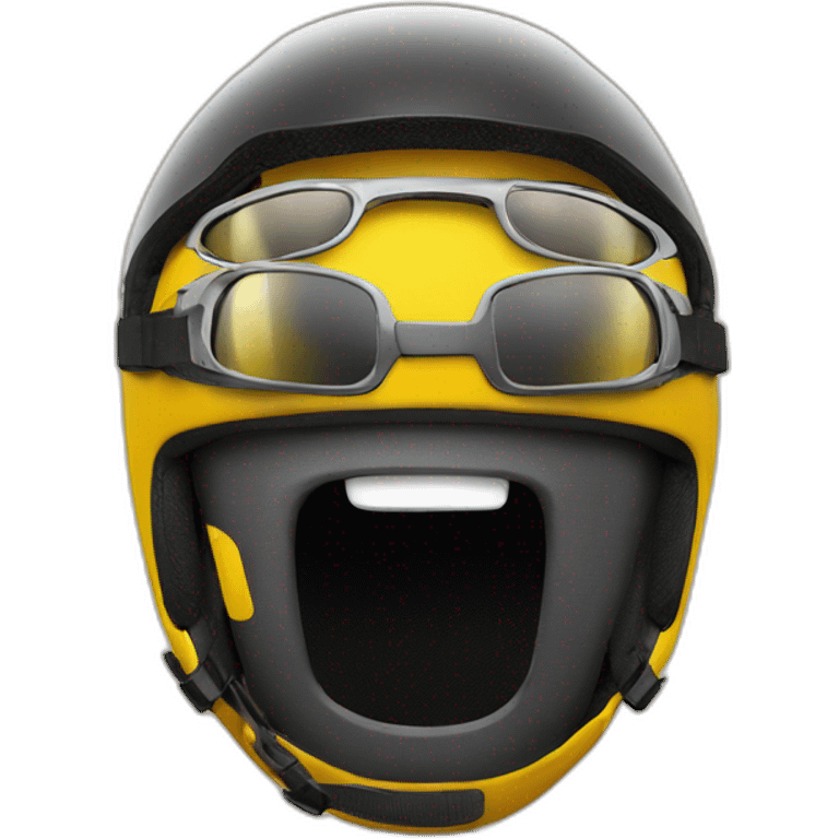 Grinning yellow emoji with professional biking helmet and sports shades (Not riding a bike) emoji