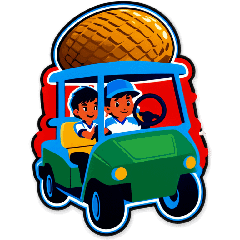 two drumks in a golf cart ￼ emoji