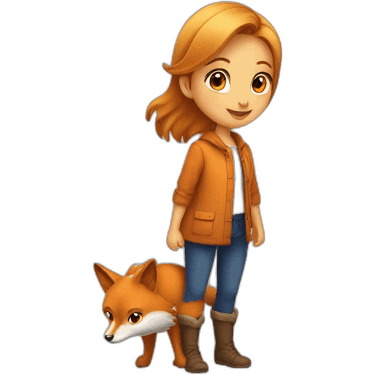 Petite fille sur le dos d un renard emoji