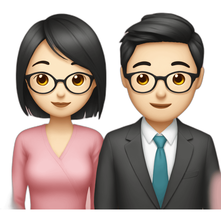 I Chinese couple love each other all Chinese couple wear glasses too emoji