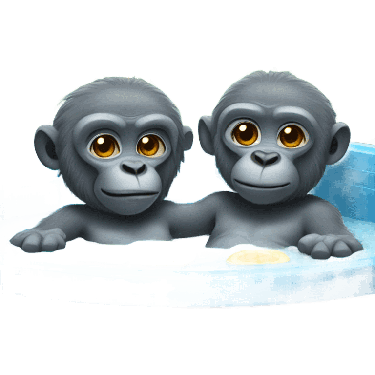 Two blue gorilla babies in hot tub  emoji