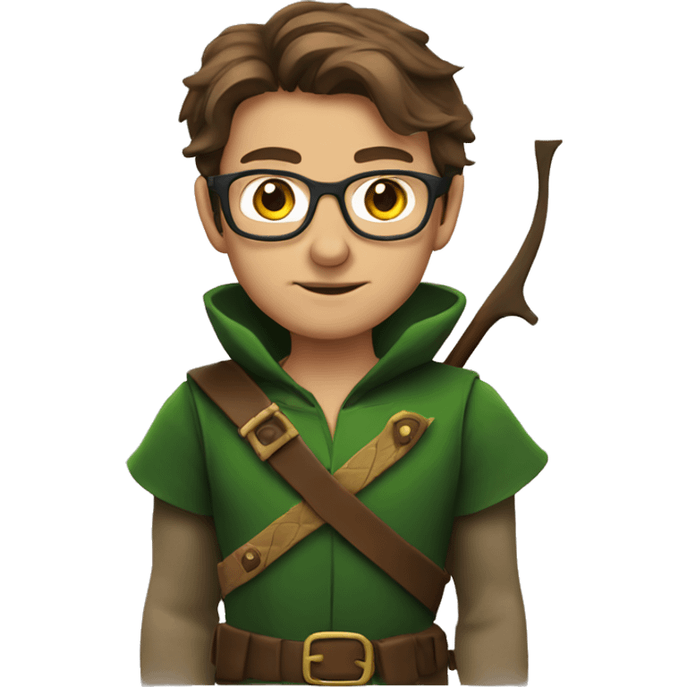 Robin Hood with brown hair an glasses emoji