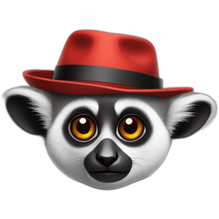 lemur wearing a red trilby emoji