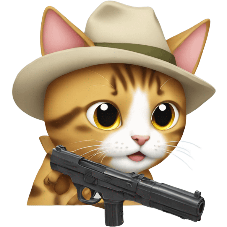 Cat with gun anime emoji