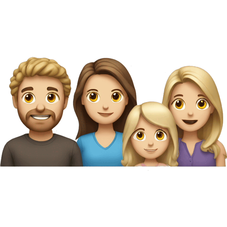 White family, 1 mom with brown hair, 1 boy with Brown hair, 1 girl with long blond hair emoji