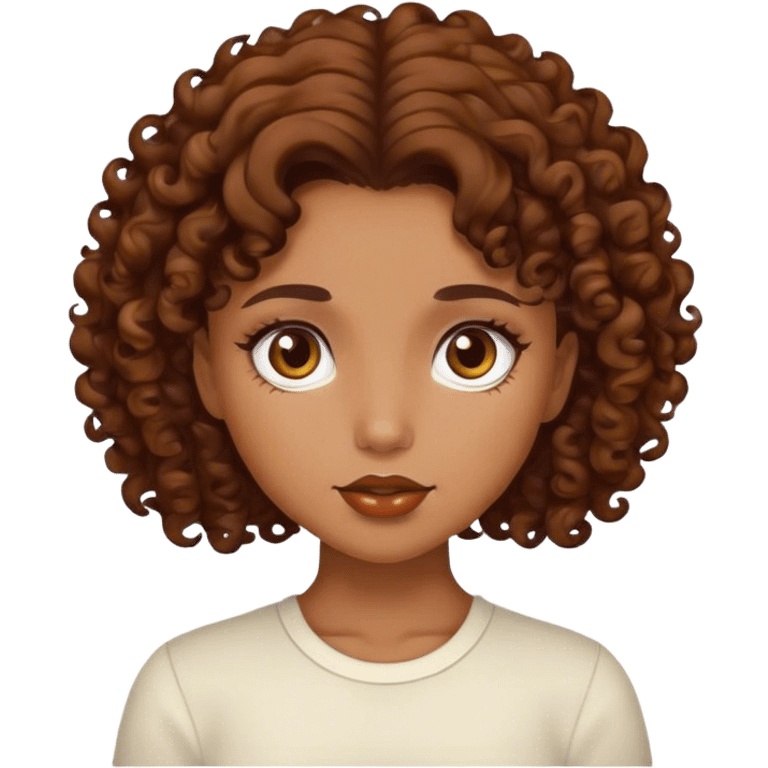 girl with caramel colored skin and curly dark brown hair  emoji