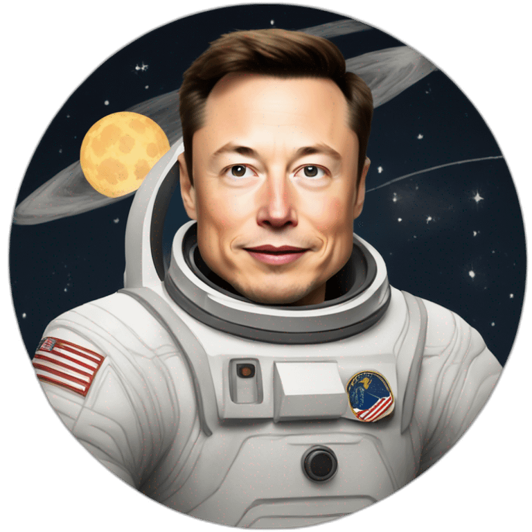 Elon Musk in the space in the moon emoji