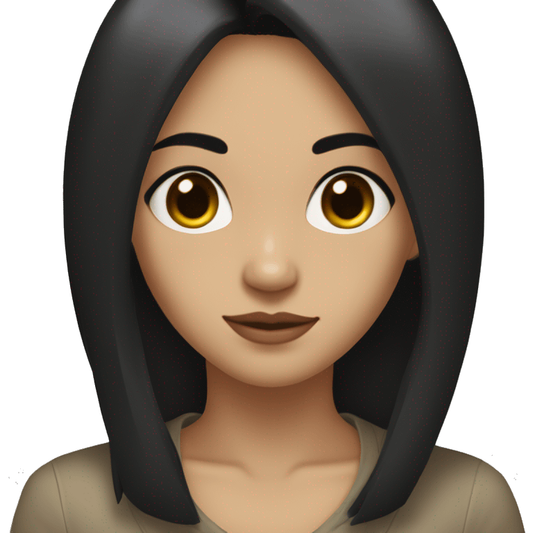 a girl with straight, medium black hair, parted in the middle, slanted but not too slanted eyes, medium beige skin color emoji