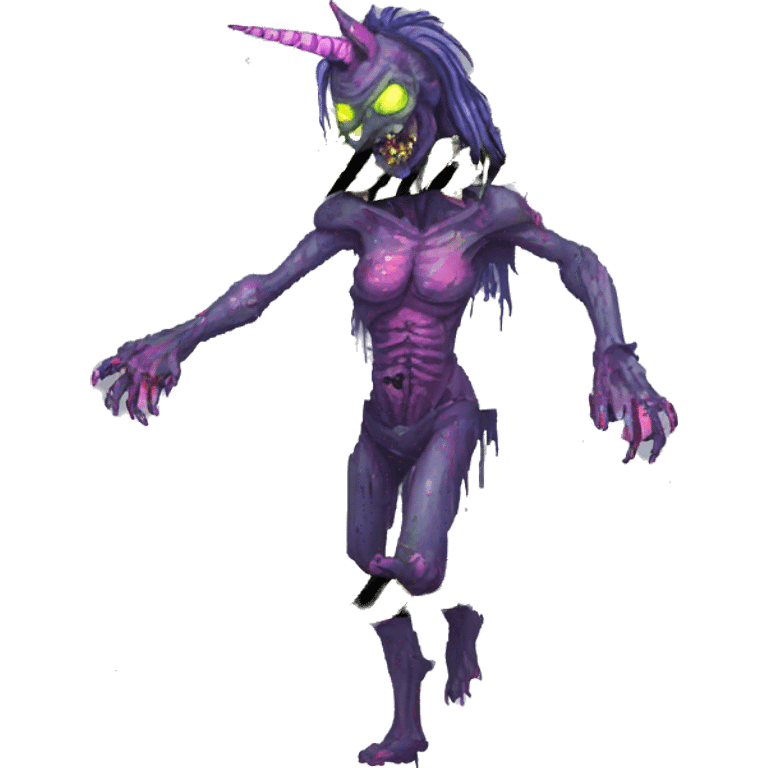 Pixel art of Zombie Vaporwave black holographic oilslick zombie unicorn yellow caution tape emoji