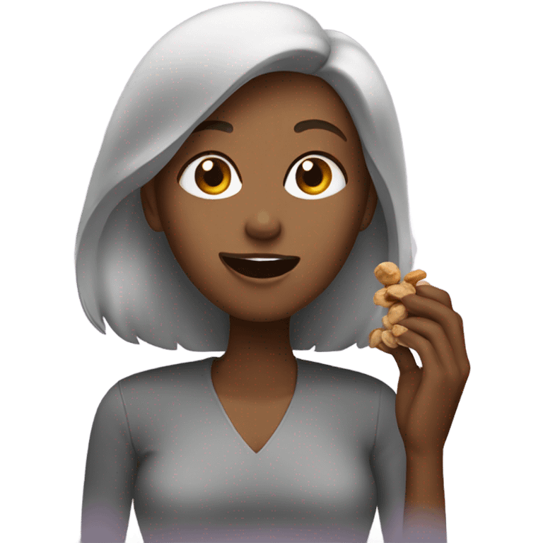 Woman eating nuts  emoji