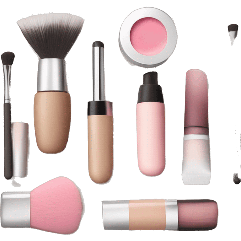 Make up products in pink and beige  emoji