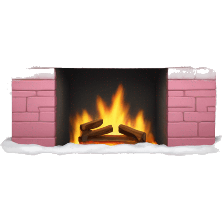 Winter Pink FirePlace, with snow on it emoji