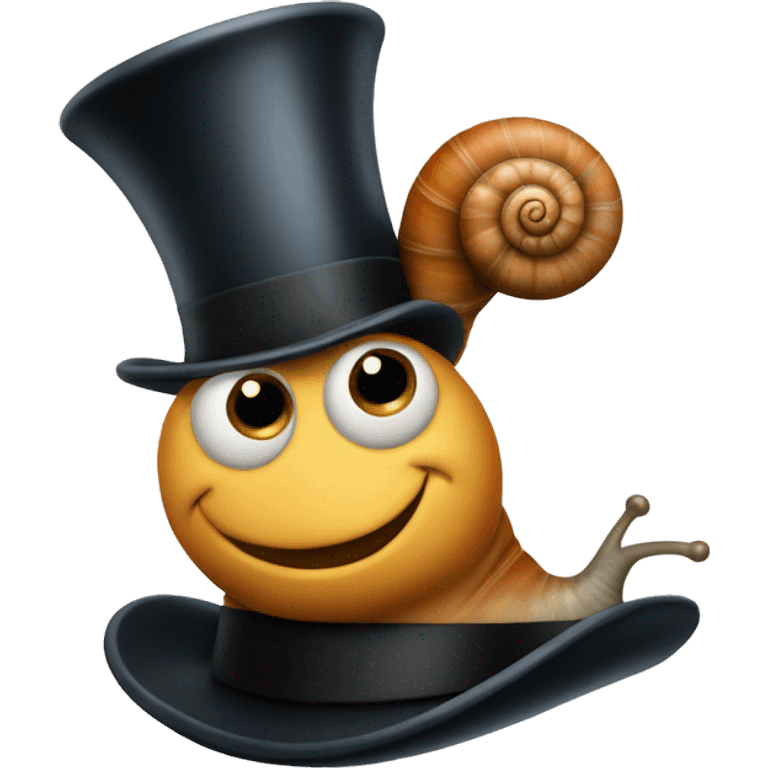 snail looking out from a top hat emoji