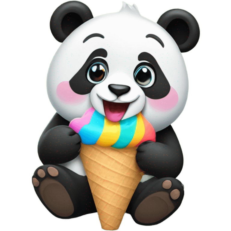 Panda eating ice cream emoji