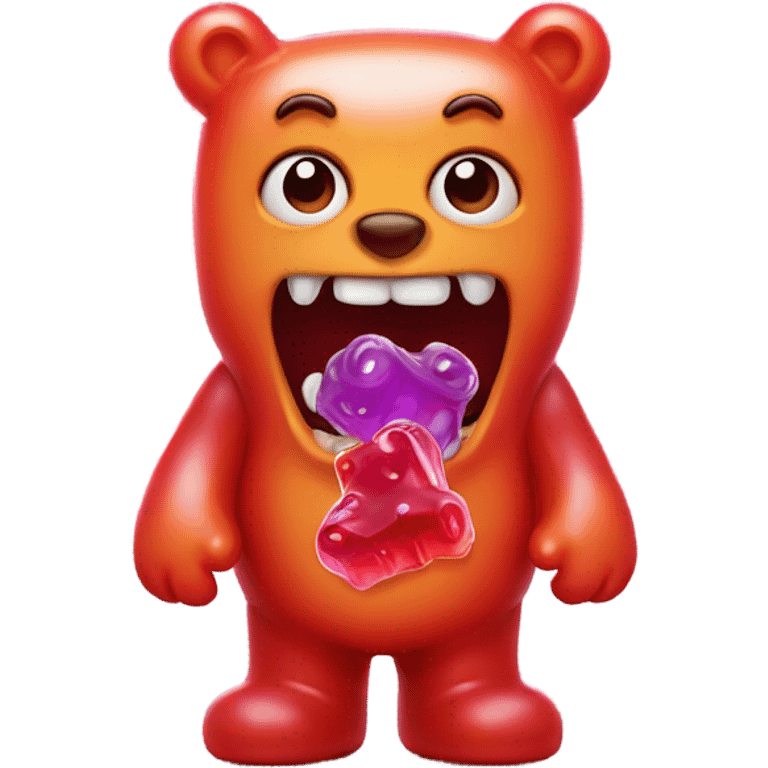 Gummy bear with a monster  emoji