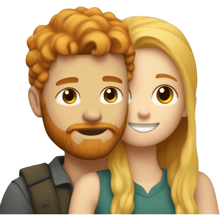 Ginger bearded boy cuddling blonde girl  emoji