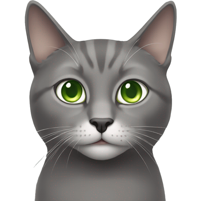 Gray cat with white chin gazing indoors with green eyes  emoji