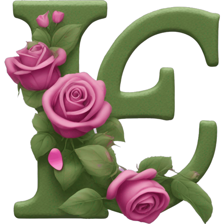 Letter R with roses and love hearts in purple emoji