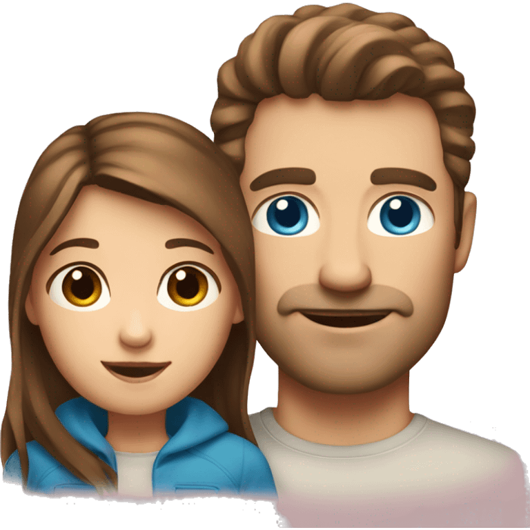 white dad and daughter with brown hair and blue eyes  emoji