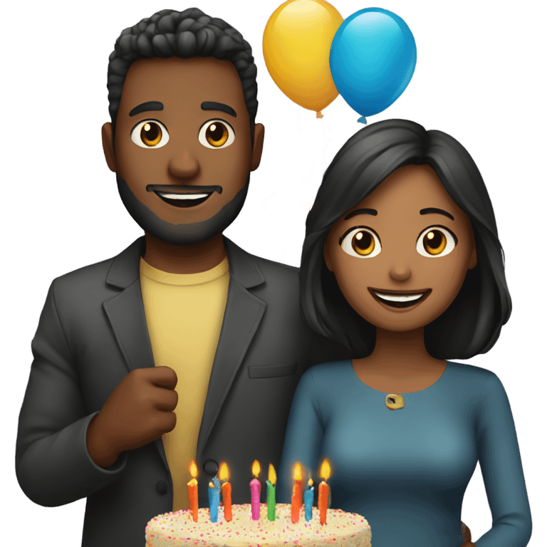 Couple celebrating birthday emoji