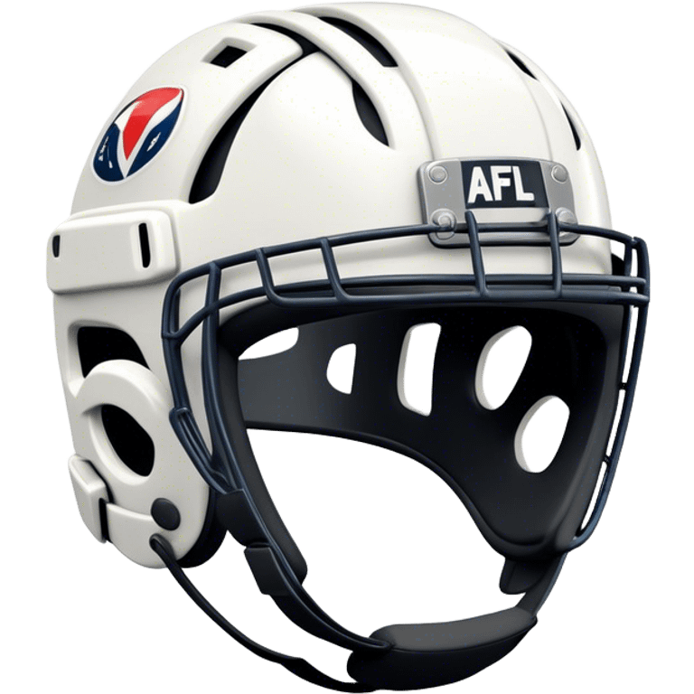 Cinematic Realistic image of AFL headgear featuring detailed cushioning and protective design elements, rendered with dynamic reflections on synthetic materials and set against a blurred action-packed background emoji