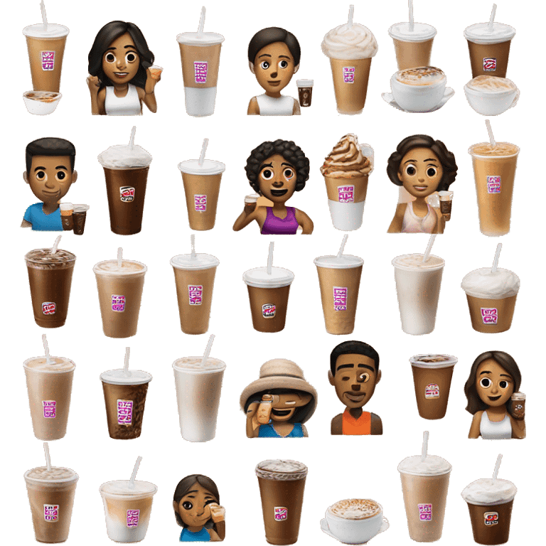 dominican man and mexican women drinking dunkin donuts iced coffee emoji