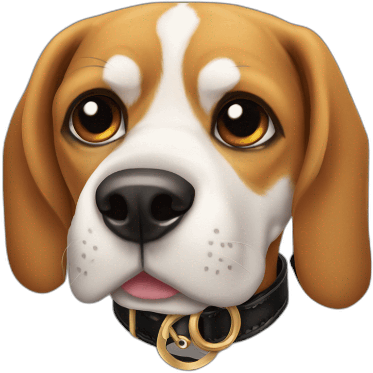 beagle with black collar and full dark skull medallion  emoji