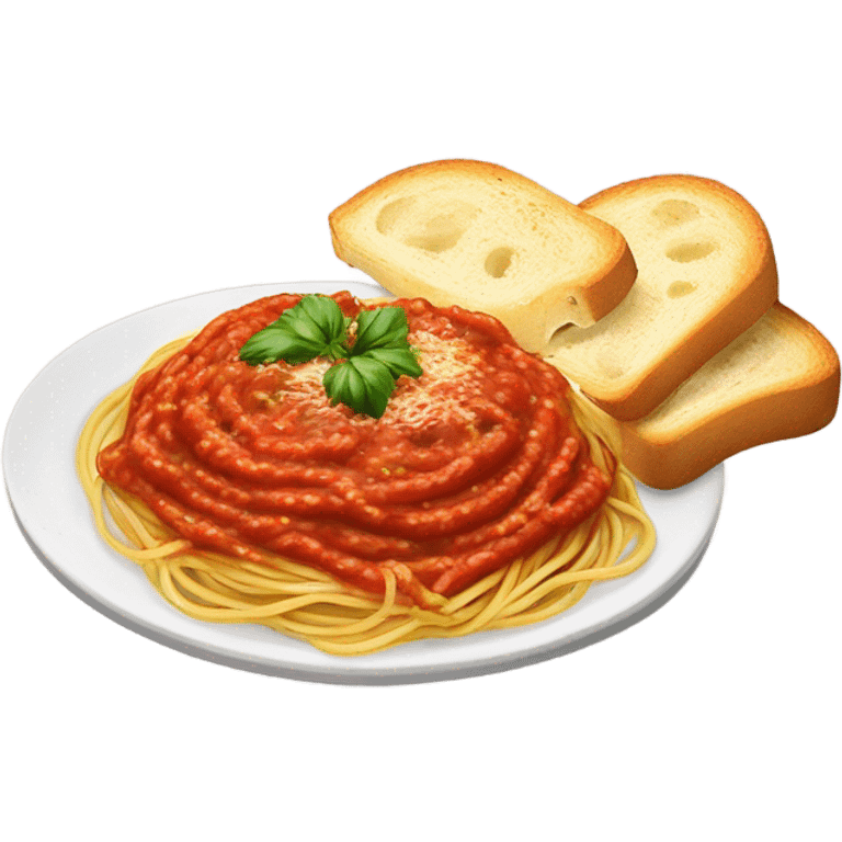 Spaghetti with garlic bread  emoji