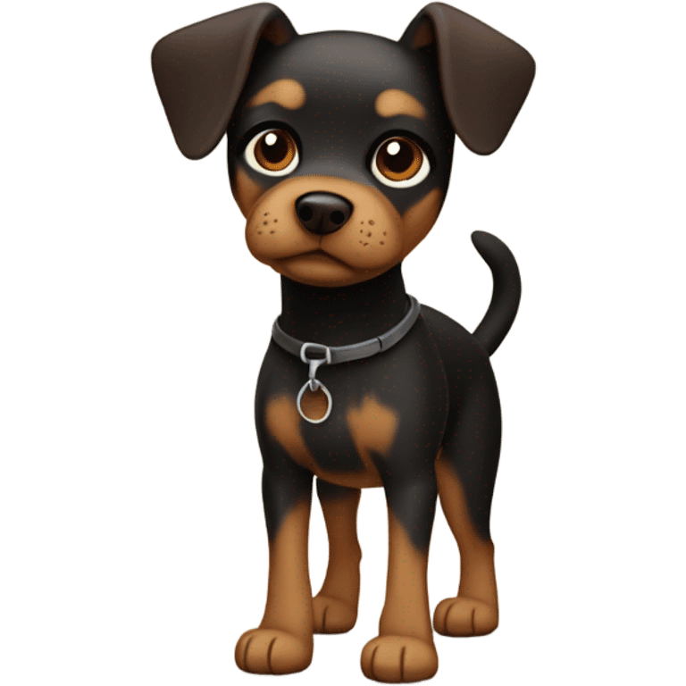 Small brown and black dog with short Legs and wirey hair emoji