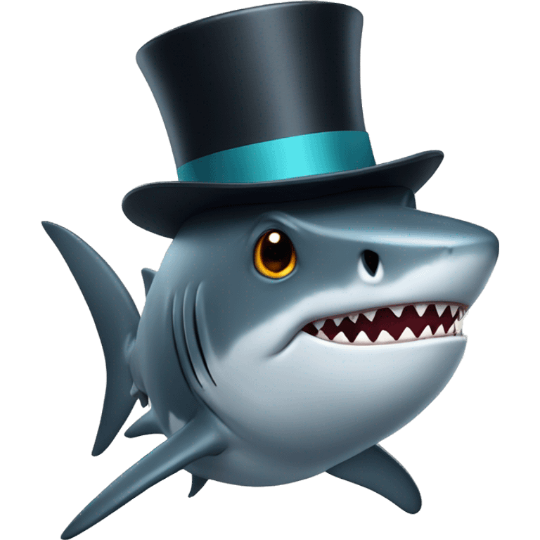 Shark with a top hat emoji