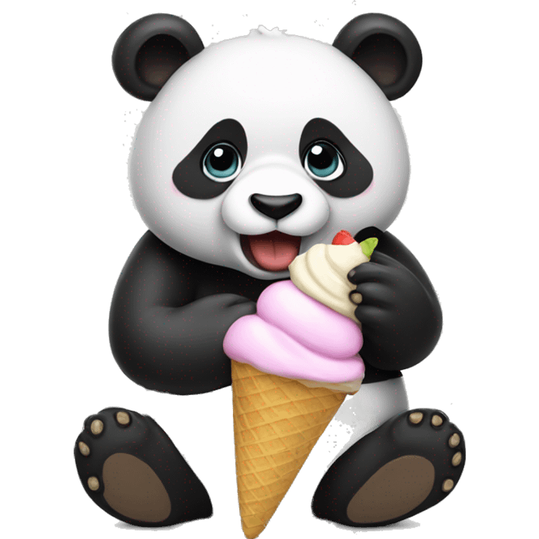 Panda eating ice cream emoji