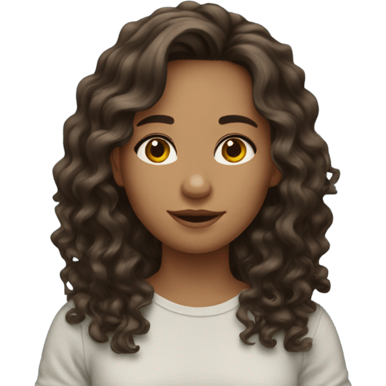 brunette wavy hair girl emoji