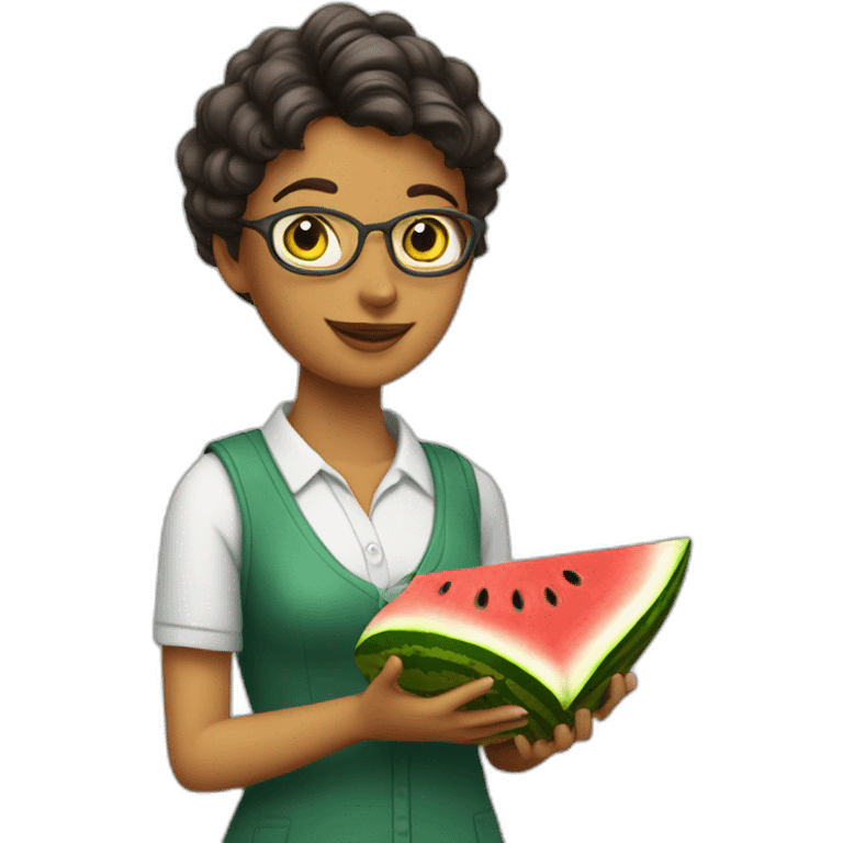 kat  teacher with a book and a watermelon emoji