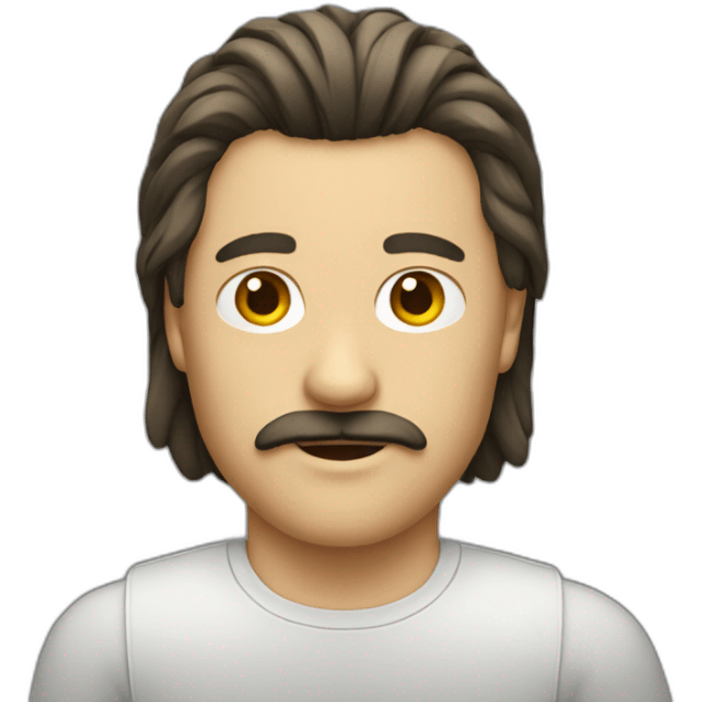 A guy with a mullet haircut and a moustache emoji