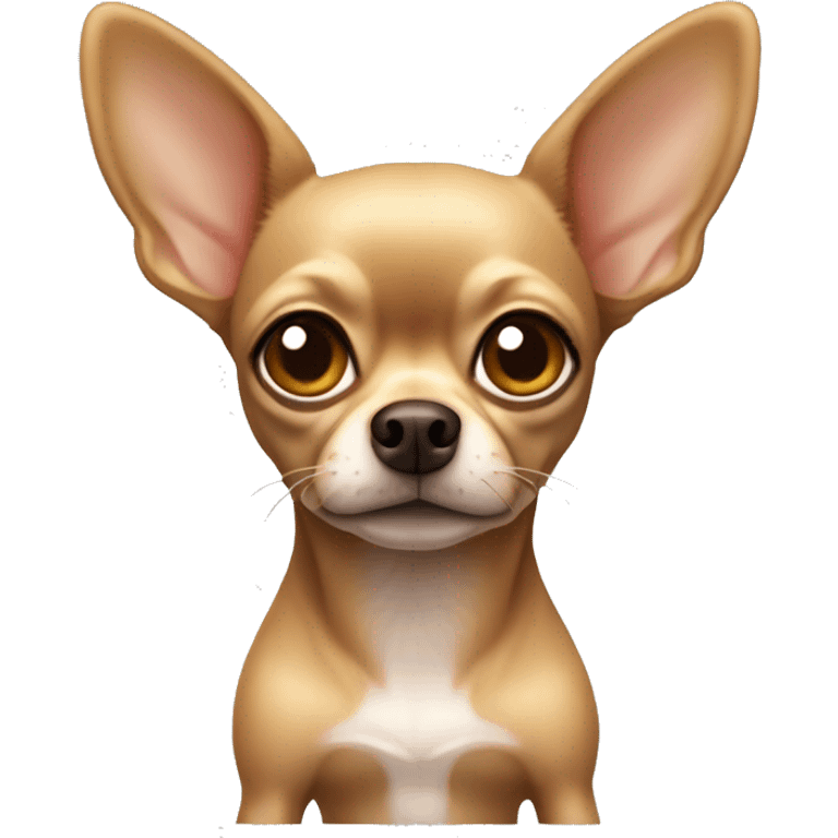 Dark tan  chihuahua with light hazel eyes and big ears emoji