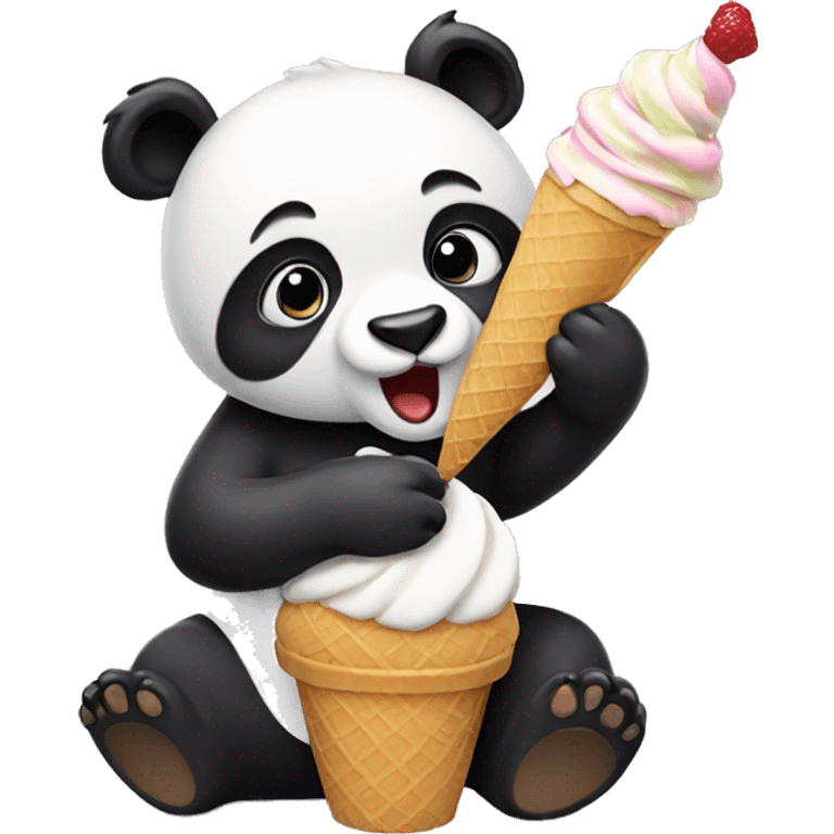 Panda eating ice cream emoji