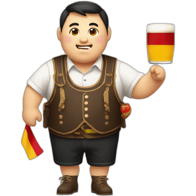 chubby asian guy drunk at oktoberfest with german flag emoji