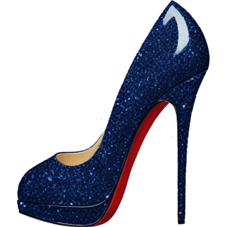 Realistic pair of navy glitter Louboutin high heel shoes. emoji