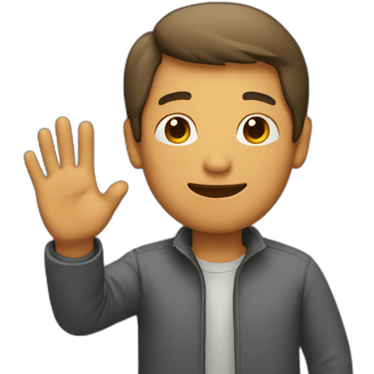 Man with two raised hand emoji