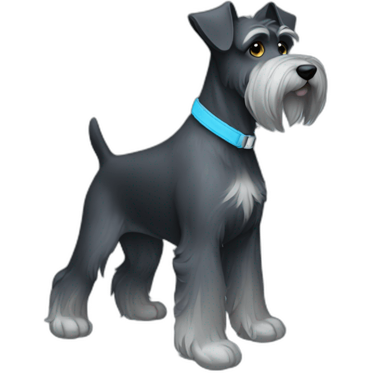 dark schnauzer with light blue leash emoji