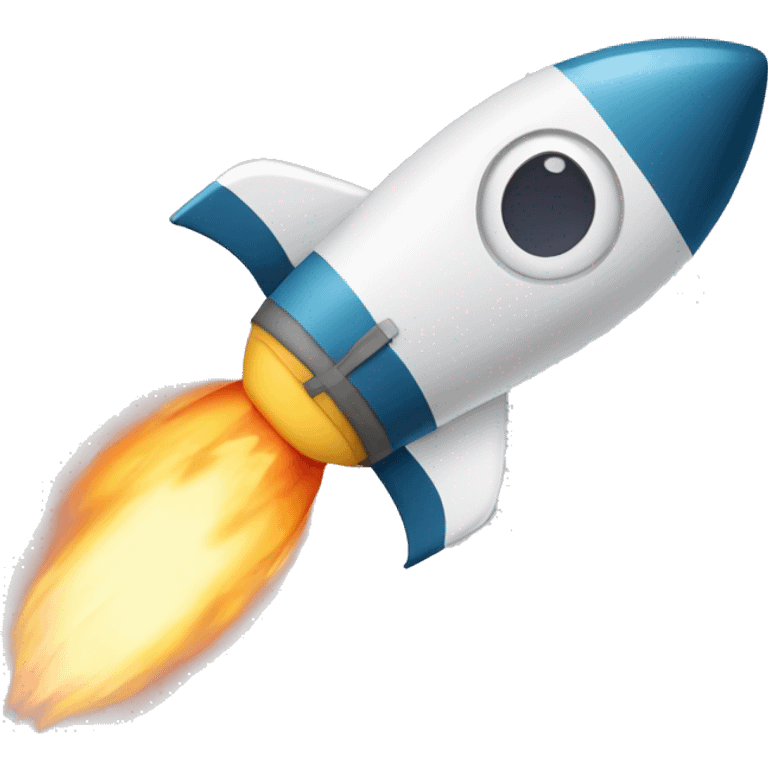 une loupe avec une rocket qui s'envole et de la fumee emoji