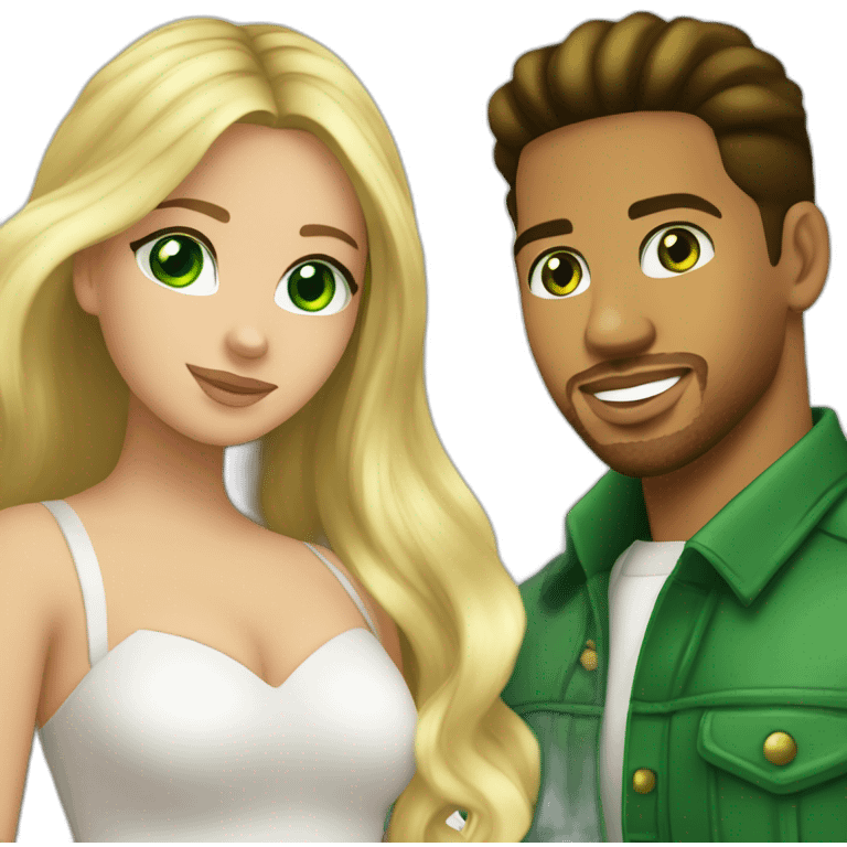 Romeo Santos and blond girl amd green eyes emoji