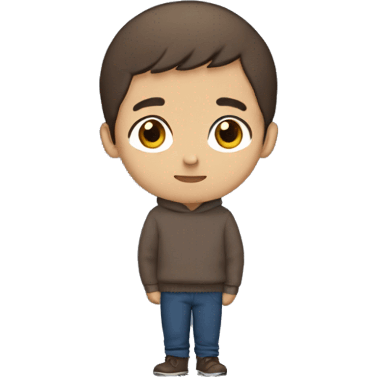 winter, christmas, hispanic, short brown hair, boy, brown eyes, child, full body, blue sweater emoji