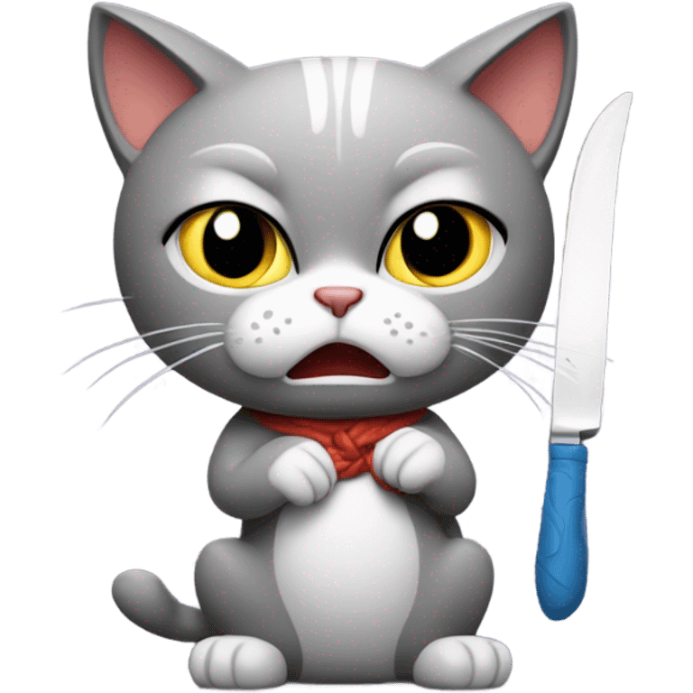 Angry cat with knife emoji