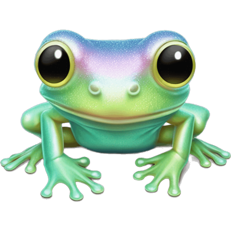 Sparkly glossy Pastel iridescent glass tree frog emoji