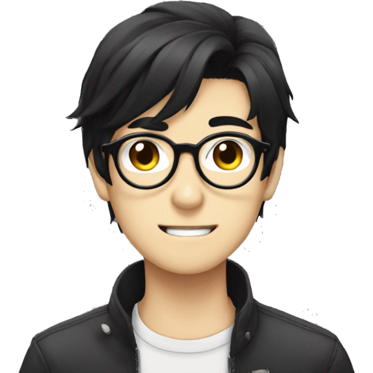 Anime Boy with glasses and black hair emoji