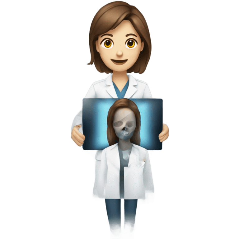 Women X-ray technologist with brown hair taking an X-ray  emoji