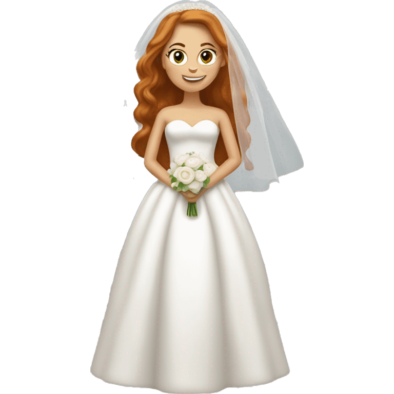 Tan White redhead girl in wedding dress no vail  emoji